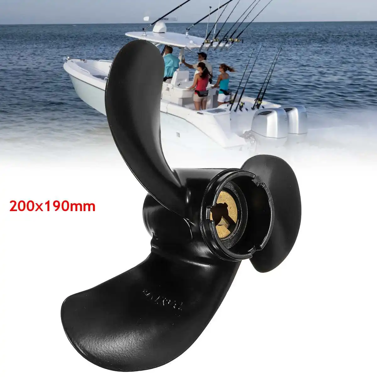 

6011-079-07P 7-7/8 x 7-1/2 Boat Propeller For Honda Boat Outboard Engine 5HP Aluminum Alloy 3 Blade Black R Rotation Accessories