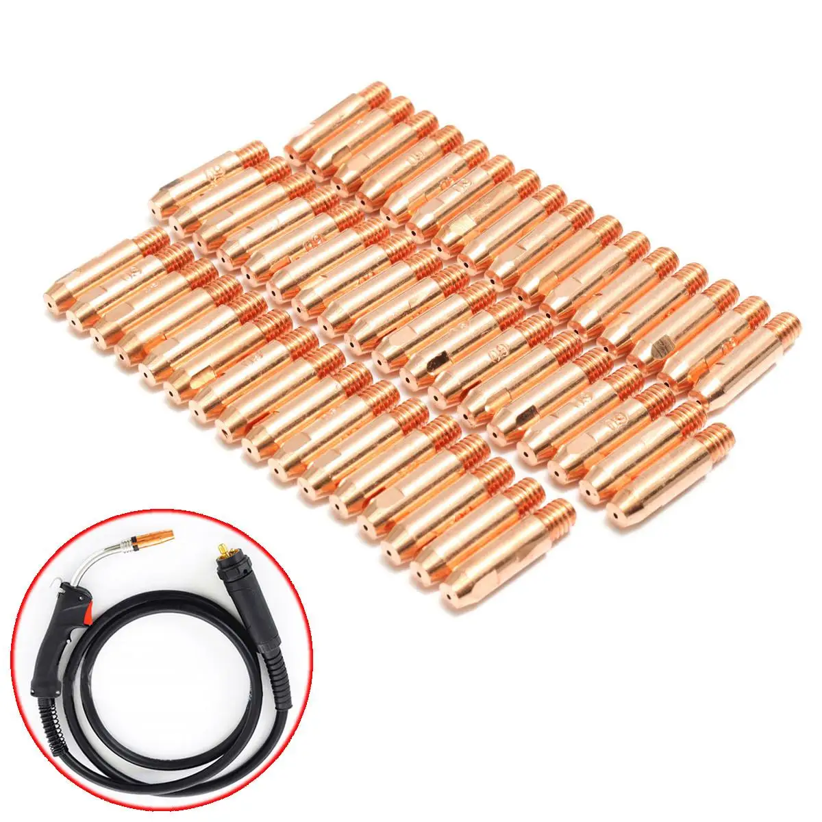 

50Pcs MB24KD 0.9x6mm MIG/MAG Welding Torch Contact Tip Gas Nozzle Welding Supplies Accessories