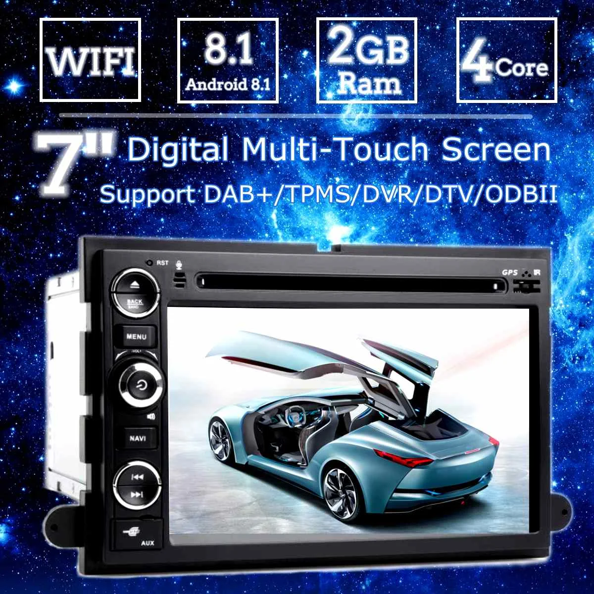 

Android 8.1 3G 4G 7 Inch Car DVD MP5 Player GPS WiFi Radio Indash for Focus Edge for Mustang Fusion Explorer F150 F250 F350 F450