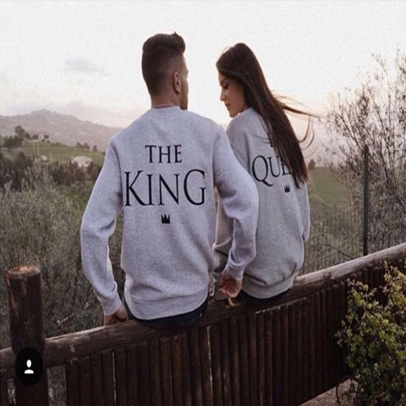 Модный женский и мужской милый пуловер с длинными рукавами надписью King & его Queen