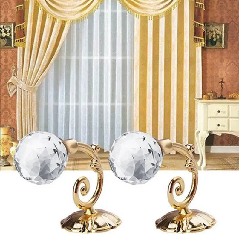 2pcs Metal Hanging Hooks Crystal Glass Curtain Holdback ...