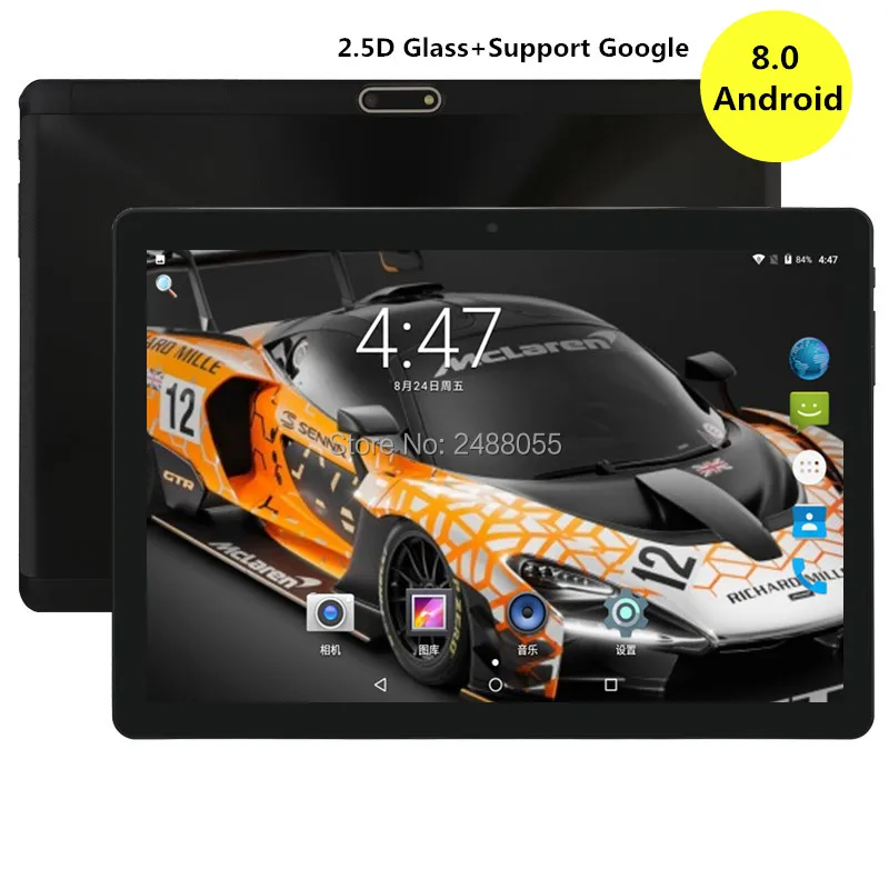  2.5D Tempered Glass New 10 inch Tablet PC Ocat Core 4GB RAM 64GB ROM Android 8.0 GPS 5.0MP 1280*800