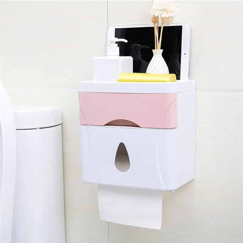 Waterproof Tissue Box Bathroom Roll Paper Holder Toilet Paper Case with