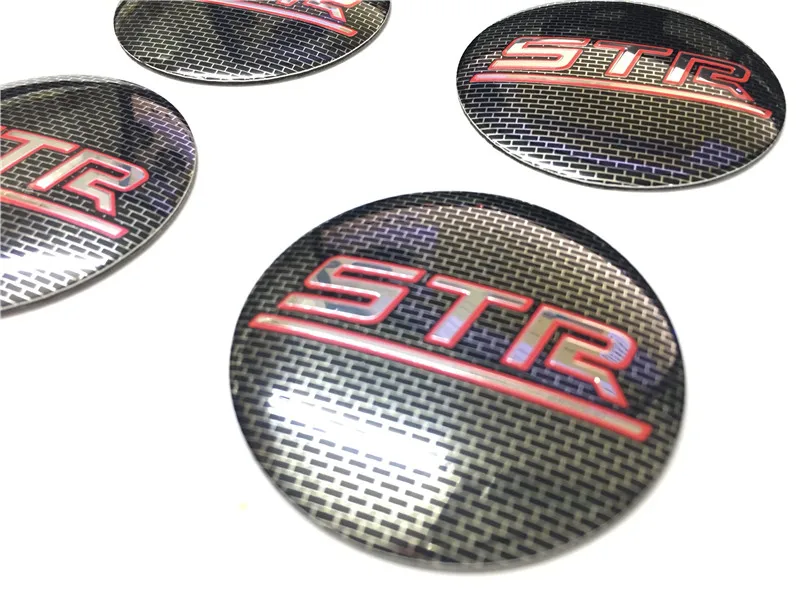 4Pcs Car Black Grid STR Aluminum Car Wheel Center Caps Sticker Emblem Decoration