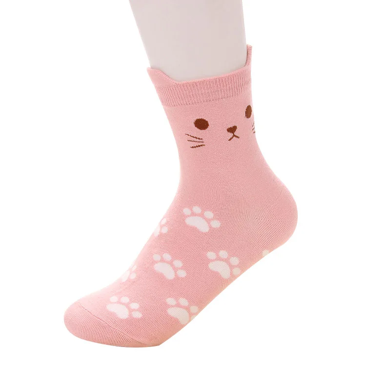 Новые хлопковые женские носки ярких цветов с рисунками животных и кошек, милые хлопковые носки для девочек с рисунками из мультфильмов
