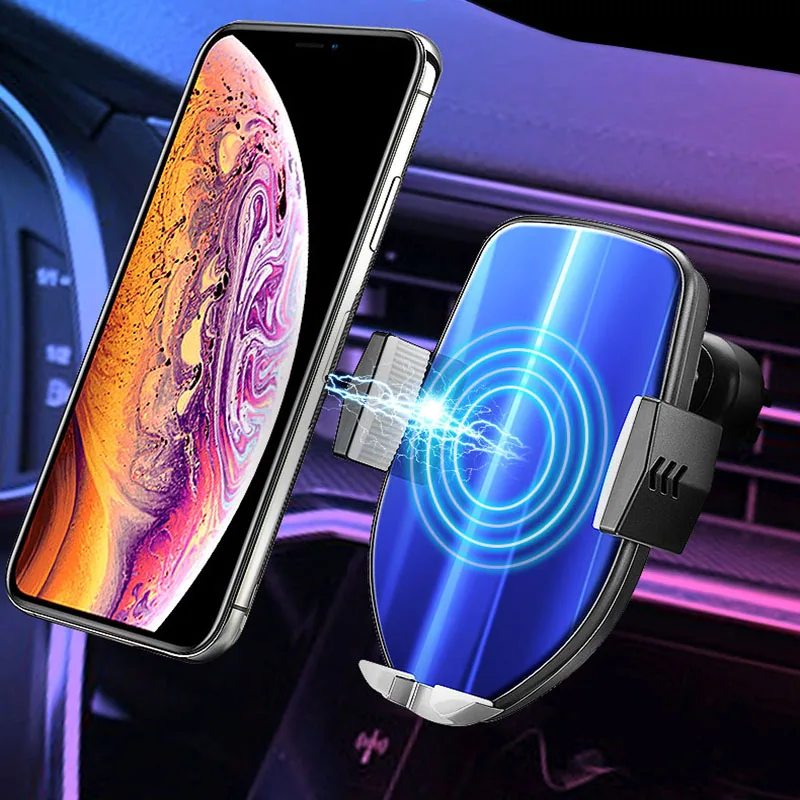 Qi автомобильное беспроводное зарядное устройство для IPhone X XS Max Samsung быстрая