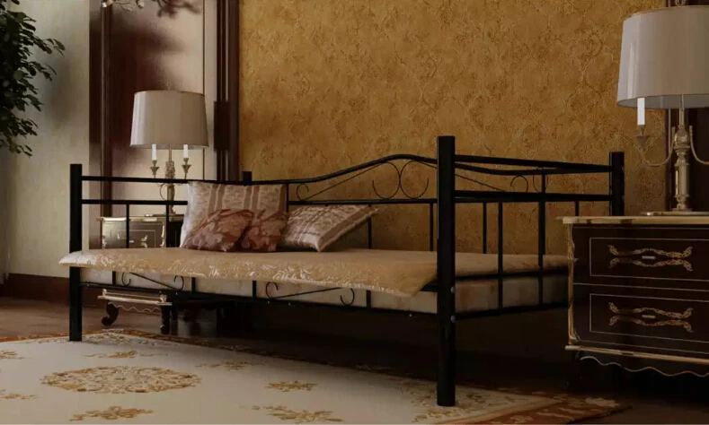 Black Single Day Bed Metal Beds Home Furniture iron bed single/double bed wholesale 90 x 200 cm