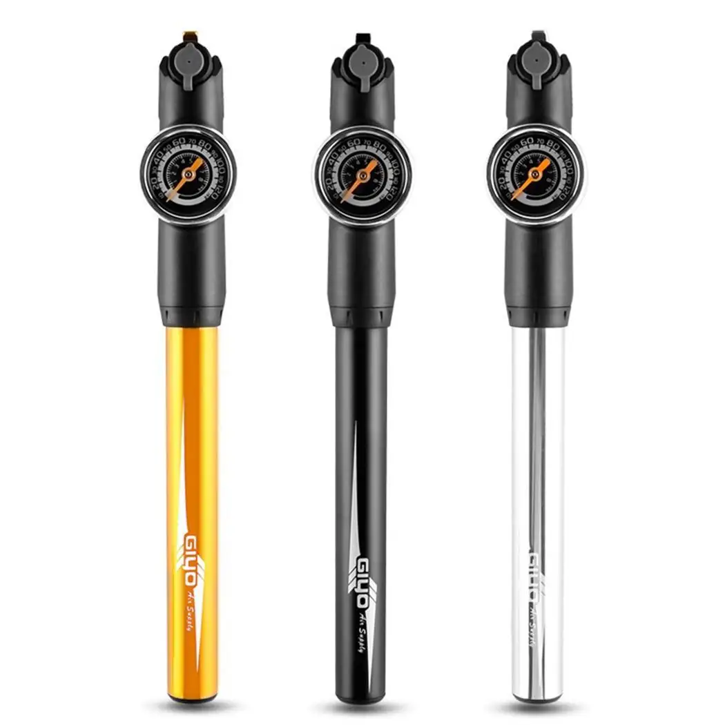 

Compact Bicycle Pump 120psi Barometer Extractable Hose Bike Pump High Pressure Hand Pump With Gauge Ball Needle Tire Inflator