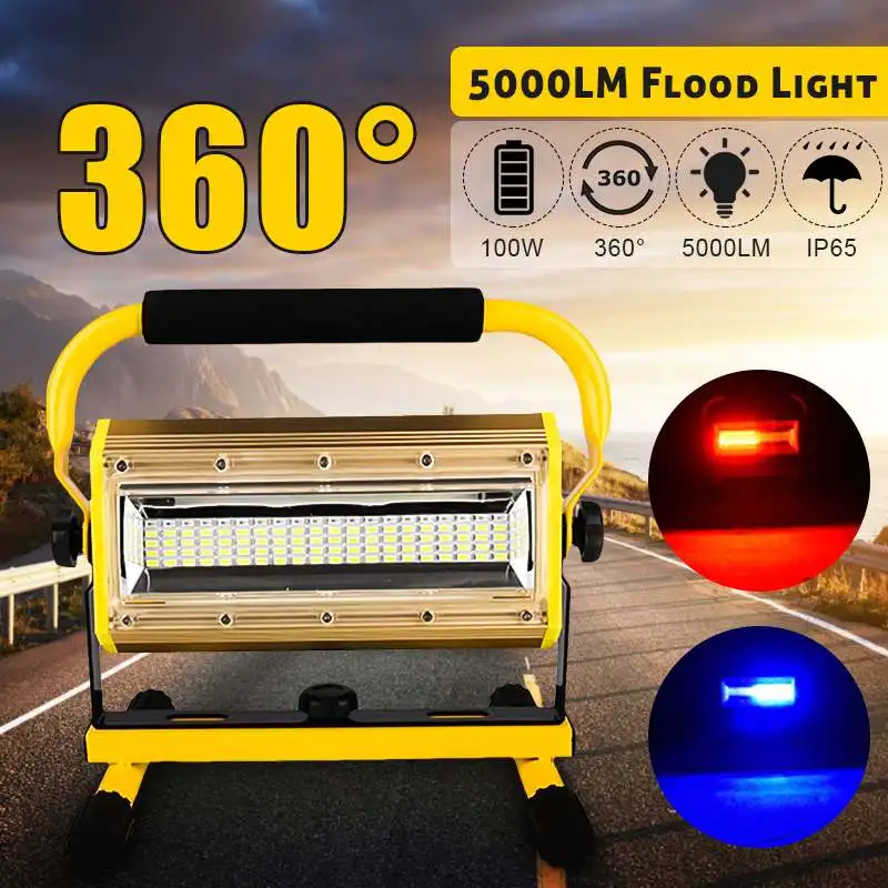 

Rechargeable Floodlight 30W/50W/100W 2400LM Spotlight Flood Spot Work Light for Outdoor Camping Lamps with Charger