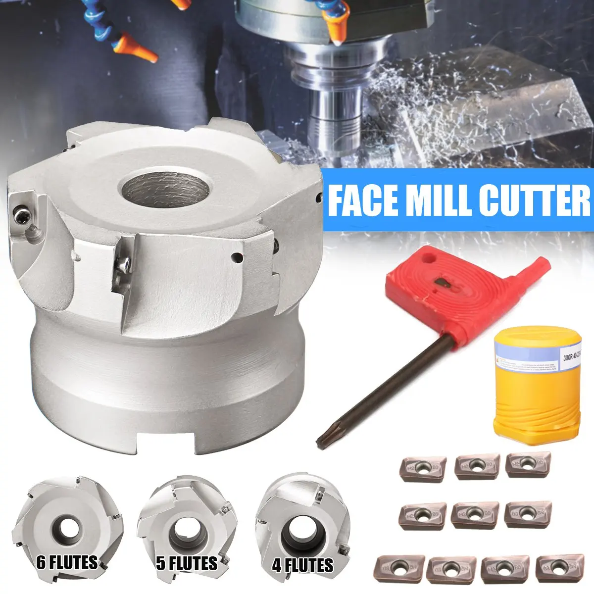 

New 40mm/50mm/63mm Face Mill CNC Milling Cutter Head + 10x APMT1135 Carbide Inserts 40CrMo Carbide Alloy