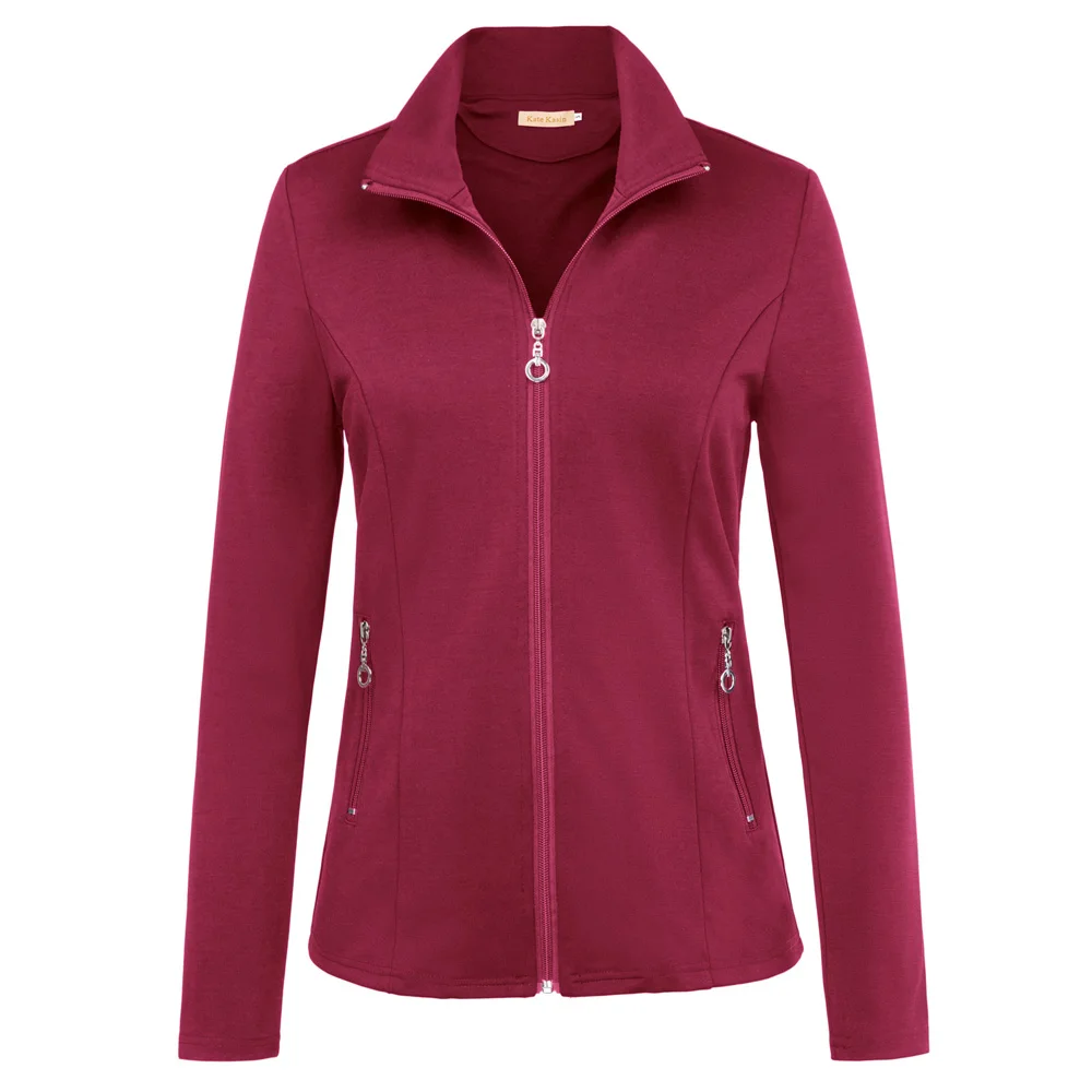 

KK Women slim coats Autumn Spring 2018 Stylish & Slim Fit Long Sleeve lapel Collar pocket Zip-up Coat solid sportswear Tops lady