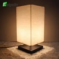 Современная простая настольная лампа прикроватная Настольная лампа с тканевым оттенком и твердой древесиной для спальни комод гостиная