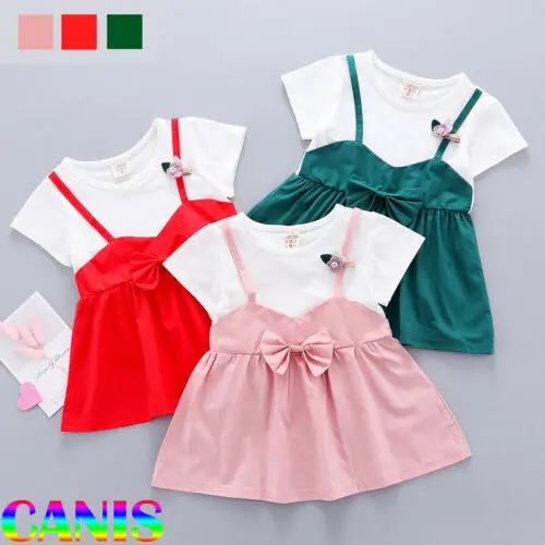 

PUDCOCO Cute Toddler Baby Girl Summer Cotton One Piece Skirt Sundress Clothes