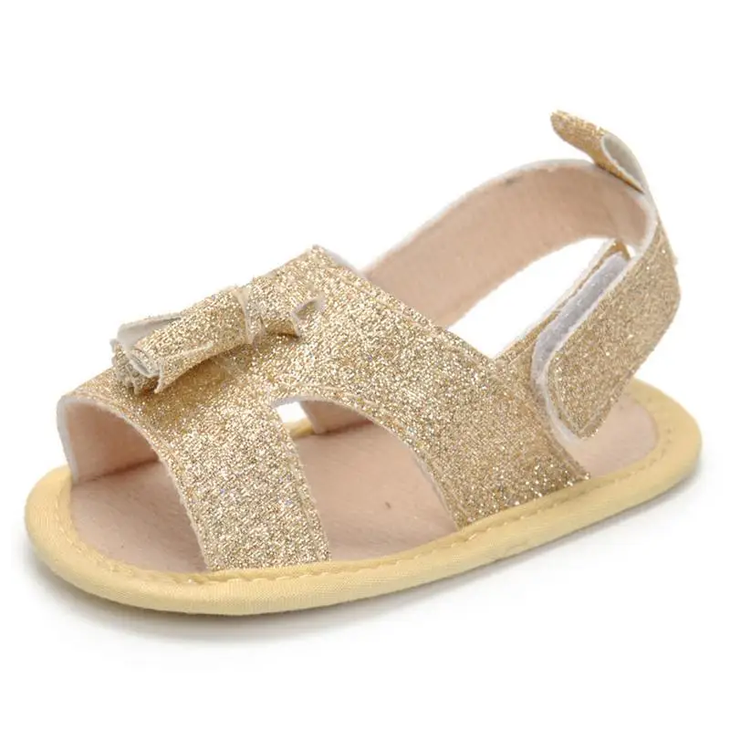 

Baby Toddler Sandals Golden Hook-and-loop Frosted Breathable Non Slip Soft Sole Shoes for Kids Girls Spring Summer 1 Pair