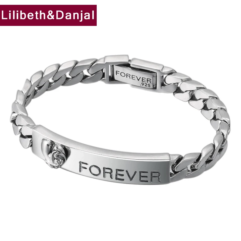 Forever Bracelet 100% 925 Sterling Silver Jewelry Men Women Letter Love Couple Chain Bracelet Bangle 2018 friendship Gift B30