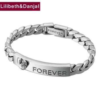 

Forever Bracelet 100% 925 Sterling Silver Jewelry Men Women Letter Love Couple Chain Bracelet Bangle 2018 friendship Gift B30