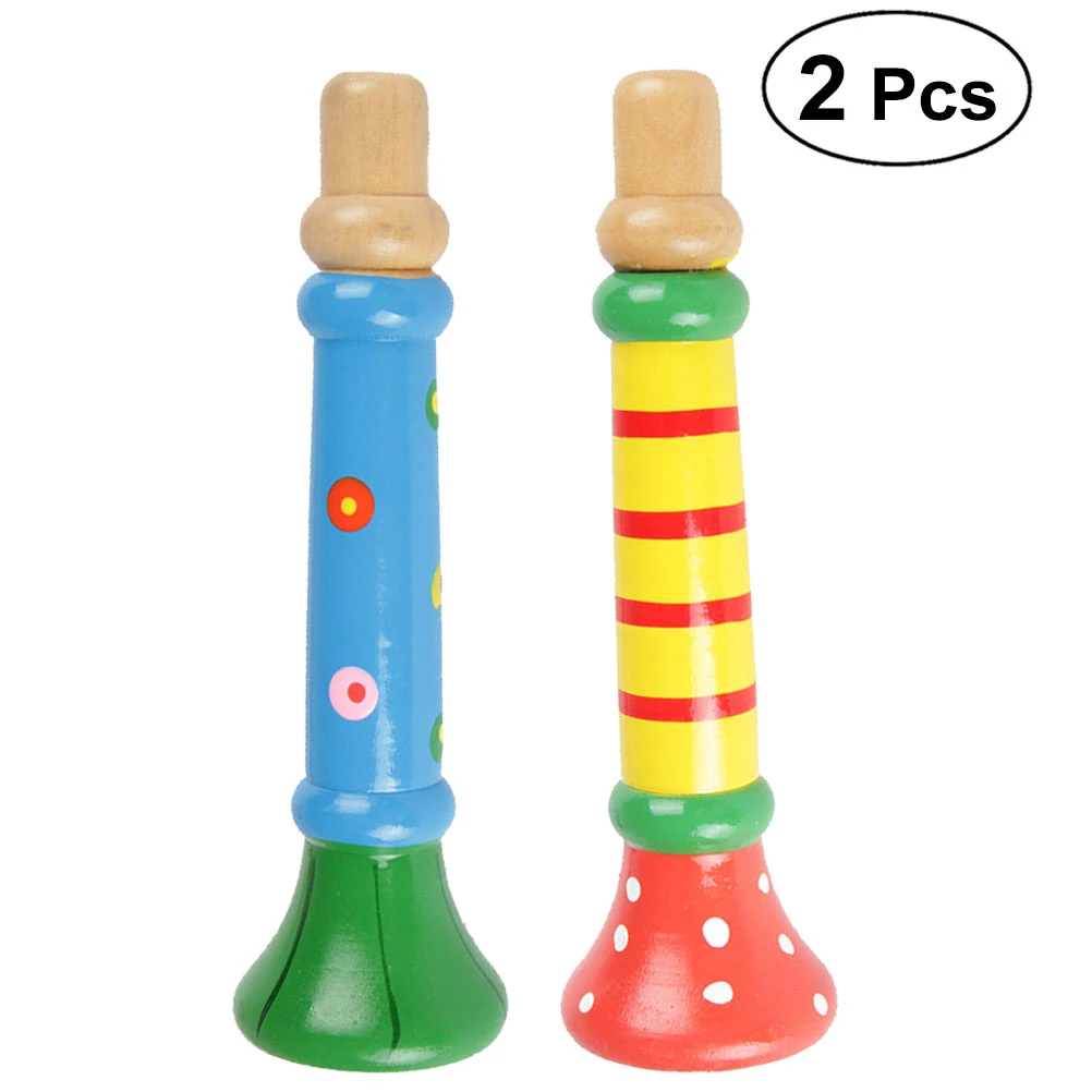 2個木製トランペットおかしいかわいい教育音楽のおもちゃ楽器ホーン警笛キッズ幼児子供 Party Diy Decorations Aliexpress