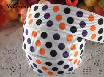 

new arrival 1'' (25mm) halloween dots printed grosgrain ribbons packaging ribbon hair accessories 10 yards WQ14082810