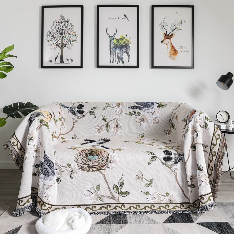 

YRYIE Double Sides Four Season Flower Pattern Home Soft Bed Thread Towel Blanket for Bed Office Travel Sofa Towel Cover