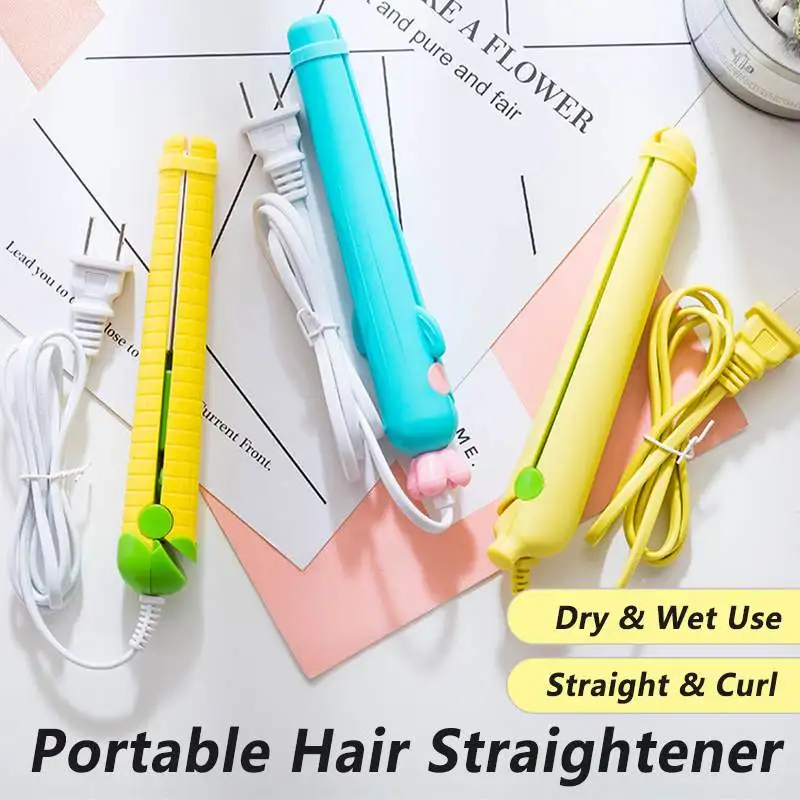 

2 in 1 220V Portable Professional Mini Electric Hair PTC Heating Straightener Curling Irons Dry & Wet Use for Girls Women Gifts