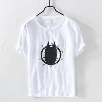 

#4751 Cotton Linen White Black T Shirt Men Casual Streetwear Hip Hop T Shirt Men Funny Round Neck Summer Tops 2019 Tee Shirt