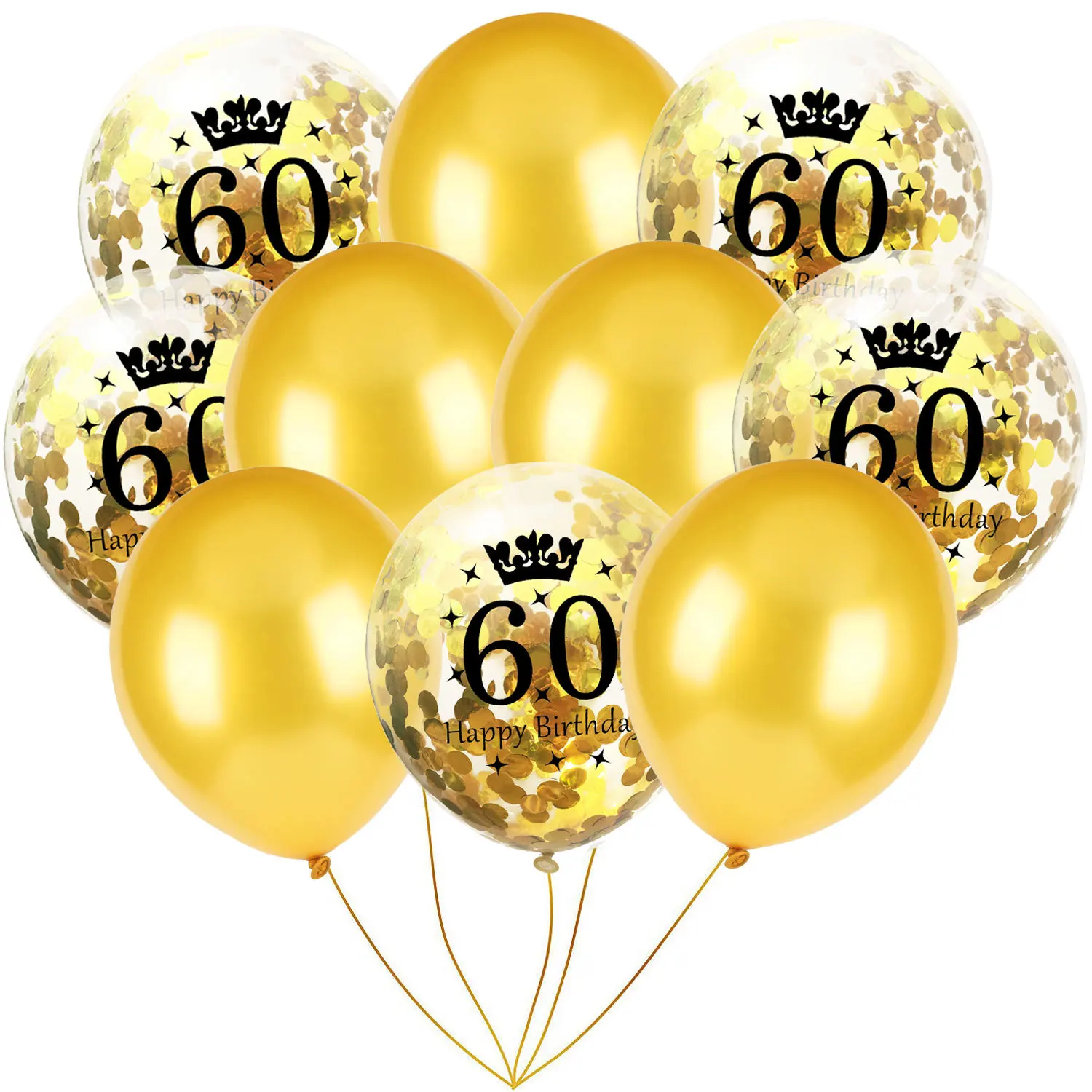 Amawil Black Happy Birthday Banner Gold Number 60 Foil Helium Balloon For Adult 60th Birthday Party Decorations 7D