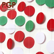[PGP] красные, зеленые круглые гирлянды из бумаги, рождественские люмберджек, клетчатые зимние украшения для дня рождения