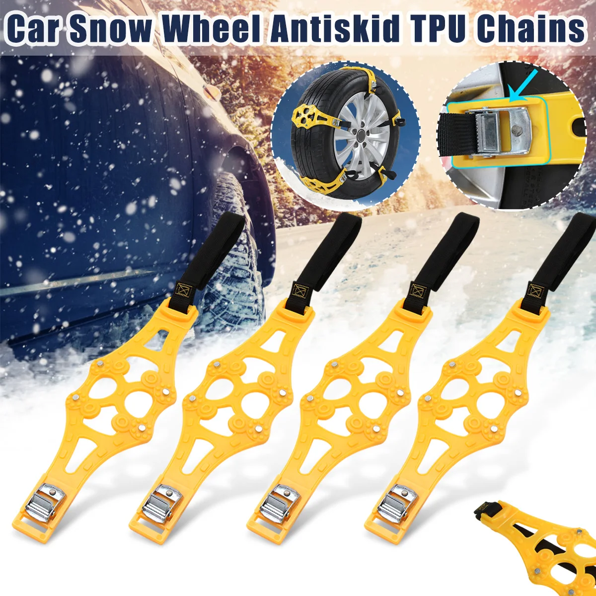  4/8 pcs Snow Chains Car Tyre Winter Roadway Safety Tire Snow Adjustable Anti-skid Safety Double Sna