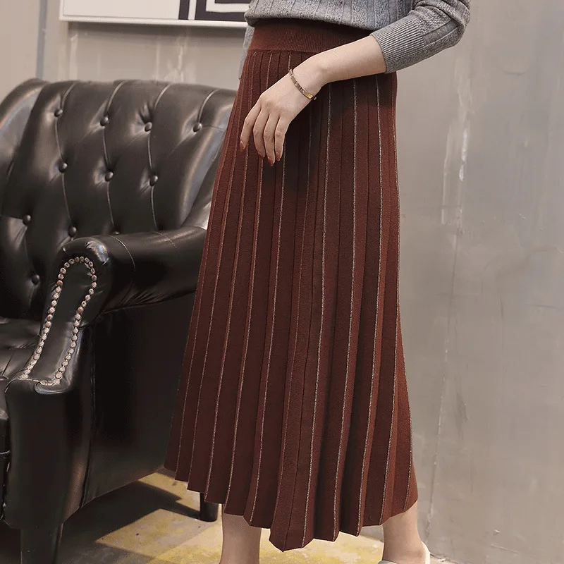 Новые модные юбки женские элегантные длинные плиссированные юбки юбка с высокой талией SH918