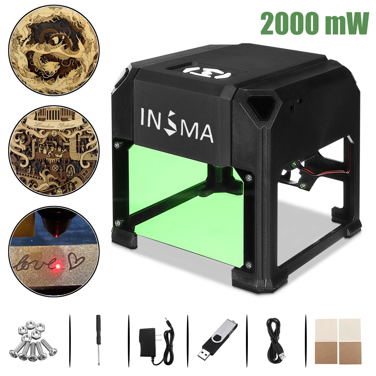 2000 mW CNC Laser Stecher DIY Logo Mark Drucker Cutter Laser Gravur Carving Maschine Für Windows XP 7 8 10 für MAC OS Günstig