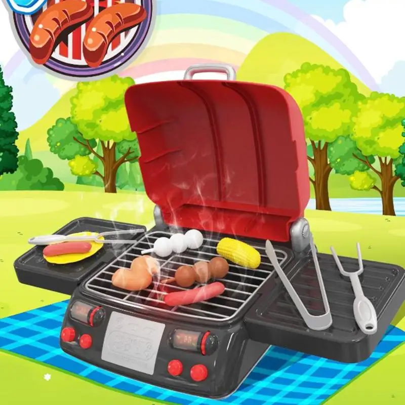 

One Set Amusing Electric BBQ Grill Sausage Wing Tomato Sauce Cooking Pretend Play Toys Children Funny BBQ Toys Electric Toys