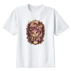 Чеширский кот брендовая мужская футболка Цвета одноцветное Цвет тренды футболки Для мужчин летняя футболка Короткие рукава Для мужчин