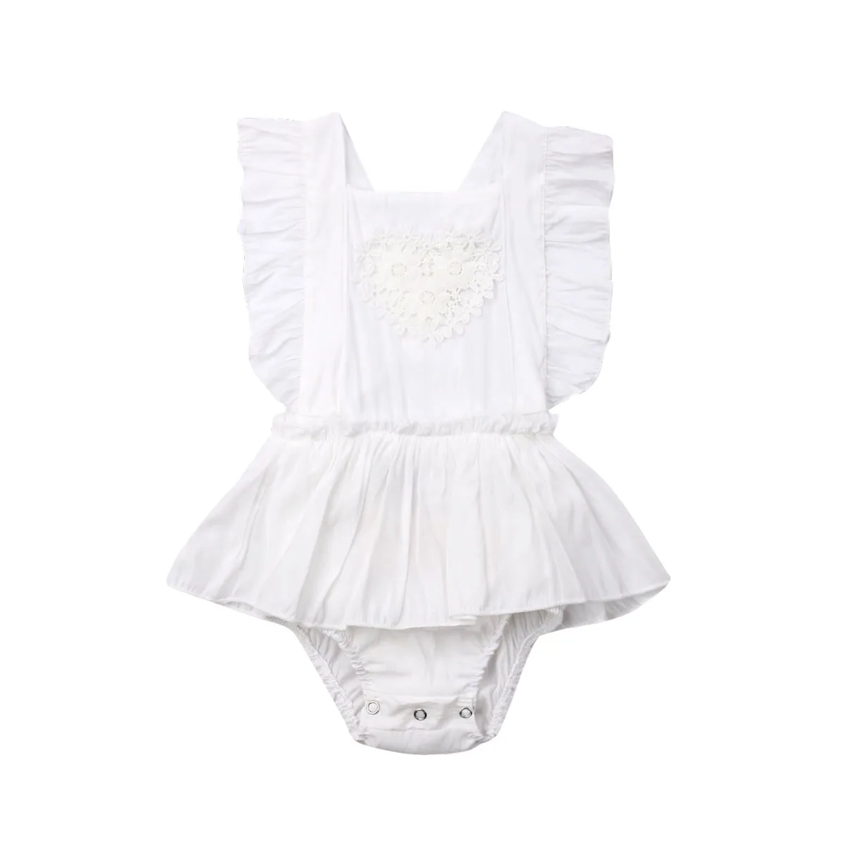 

Pudcoco 2019 Summer Solid White Newborn Kid Baby Girls Flower Bodysuit Jumpsuit Outfit Clothes Casual Set
