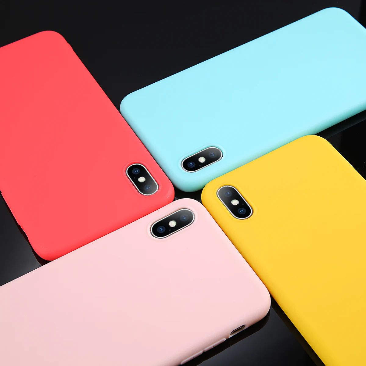 

Moskado Phone Case For iPhone 6 6S 7 8 Plus X XR XS Max Case Cute Solid Color Candy Colors Soft TPU For iPhone XR Back Case Capa