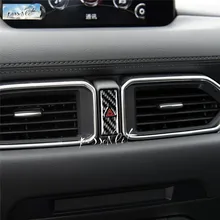 Garniture de bouton d'avertissement de sécurité en Fiber de carbone véritable, accessoire adapté à la mazda CX-5 CX5 2017 2018