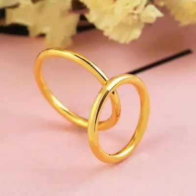 1Pcs Fashion Auuthentic 24K Yellow Gold Ring Elegant Rope Lucky Ring US Size 7