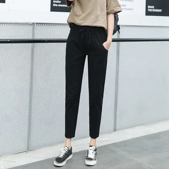 

Cotton Linen Pants For Women Trousers Loose Casual Solid Color Harem Pants Mid Summer Ankle-Length Pants