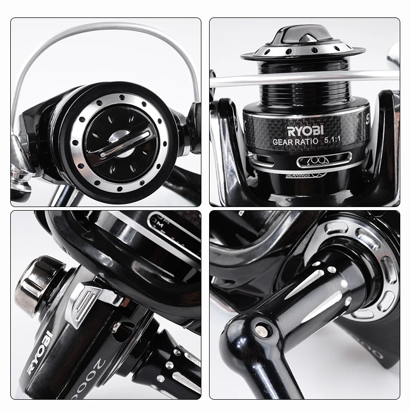 RYOBI SHOCK Рыболовные катушки 1000 2000 3000 4000 спиннинговая Катушка 5 1: 1/5. 0:1 Передаточное