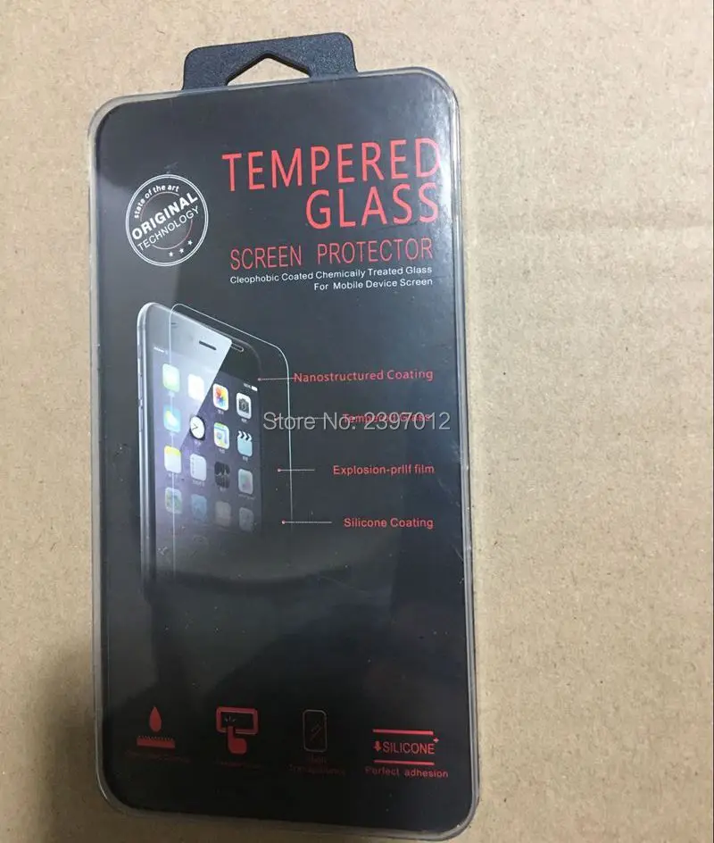 wholesale 500pcs black crystal Tempered Glass Screen protector Retail