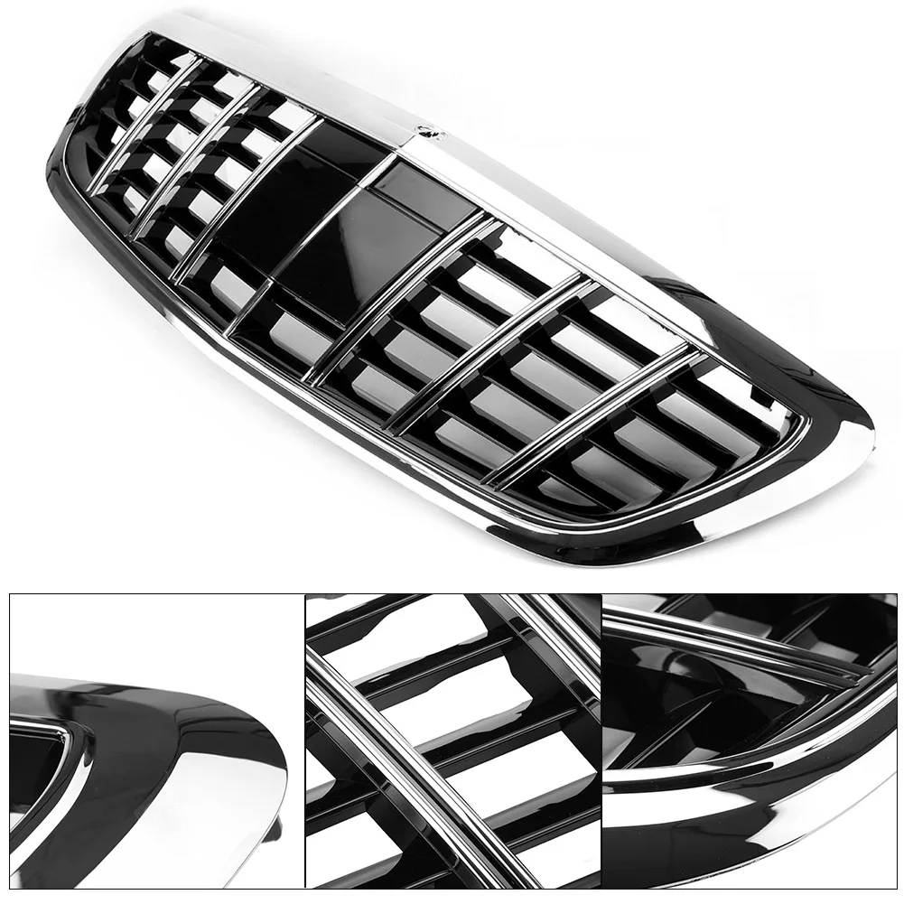 

Auto Car Front GT R Grill For Mercedes Benz S-Class W222 S350 S400 S500 Maybach 2014 2015 2016 2017 2018 14 15 16 17 18 Chrome