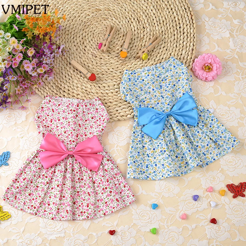 

Bruce Williams Print Flower Dog Clothes Spring Summer Pet Costume Dogs With Butterfly Wedding Shirt Cat Clothing Cute Dresses