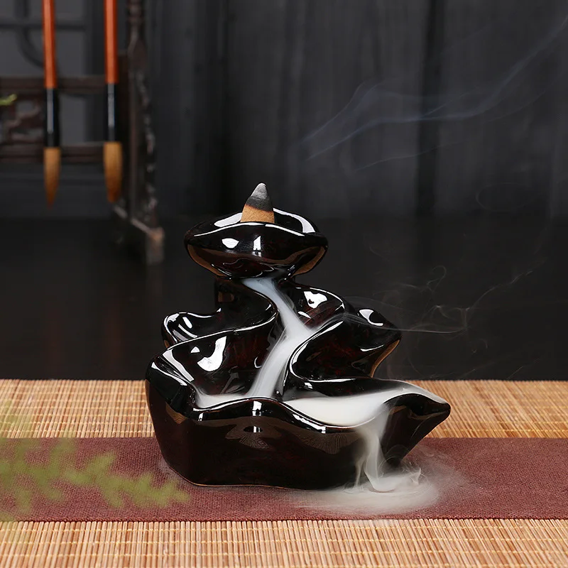 

Ceramic Smoke Waterfall Backflow Incense Burner Censer Holder Room Decor Art New