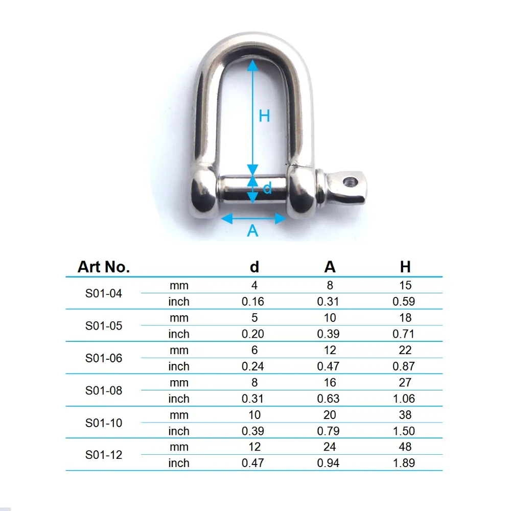Rigging D Shackle 316 Wide 10mm Steel Marine Grade M10 Swing Chains Outdoor Rigging D Shackle 316 Wide 10mm Steel Marine Grade M10 Swing Chains Outdoor