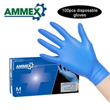 AMMEX 100 шт одноразовый Нитриловый резиновый перчаточный порошок свободный удобный сильный эластичный перчатки для домашнего питания медицинского стоматологического использования