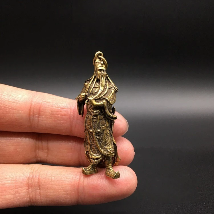 

Collectable Chinese Brass Carved guan gong stroking his beard Exquisite Statue