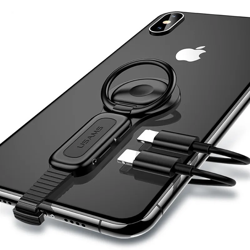 

For iPhone Adapter OTG Audio Cable for Lightning to 3.5mm Charger for Lightning Splitter Headphone Headset Jack With Ring Holder