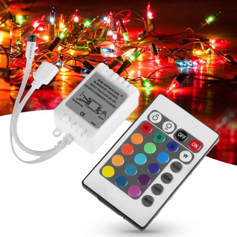 

24 Keys IR Remote Controller 5050 RGB LED Light Strip Light Control Box Wireless Light Strip Security Drive RGB Controller