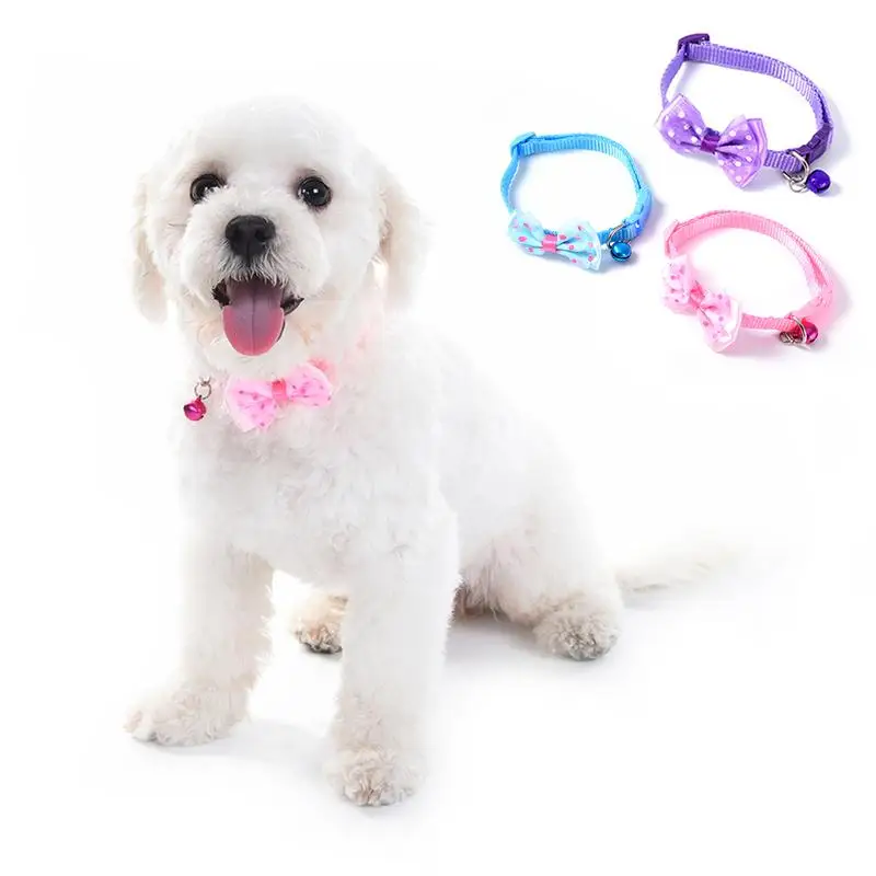 

Dog Bow Bell Collar Dog Colorful Nylon Collar Non-fading Cat Collar Pet Out Decorations Durable Fashion Daily Necessities