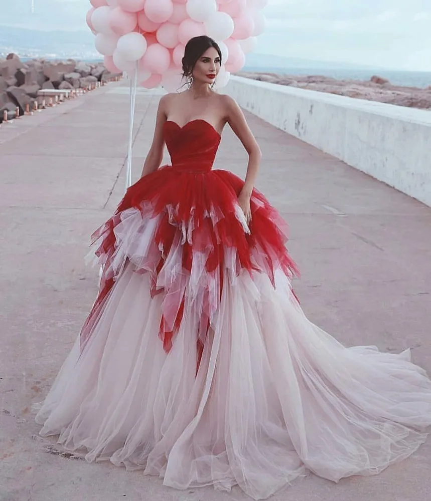 

Vivian's Bridal 2019 Sweet Tiered Ruched Tulle Draped Evening Ball Gown Lovely Sweetheart Candy Color Fluffy Wedding Party Dress
