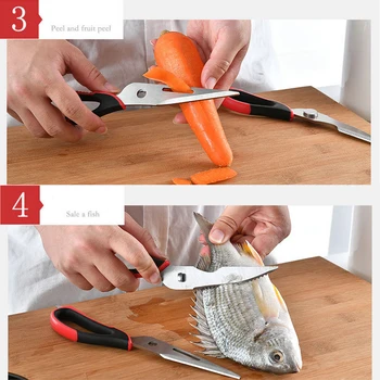 

Multifunction Cutter Shears Cooking Tools 2 in 1 Kitchen Scissors Knife For Fish Chicken Household Stainless Steel